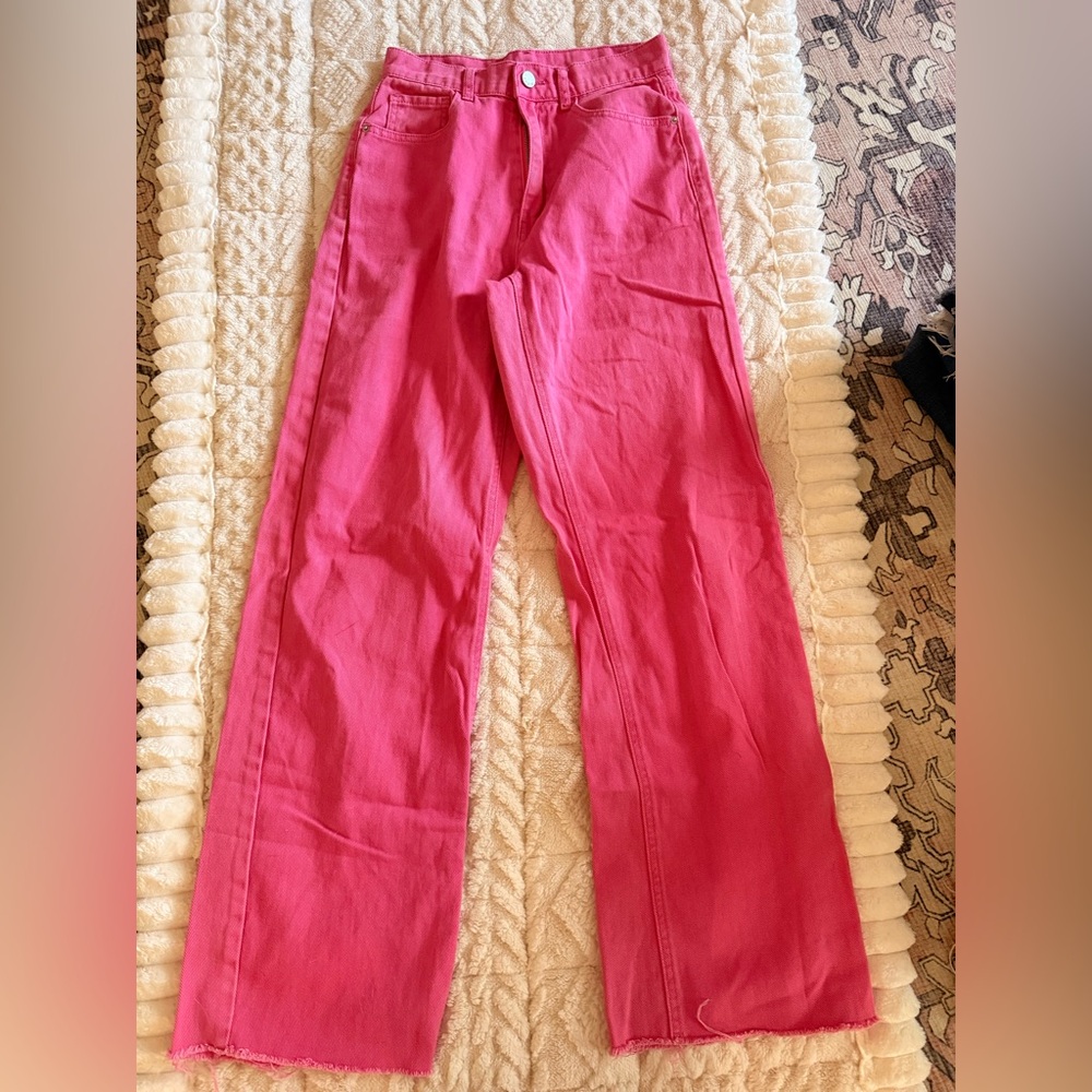 SHEIN Wide Leg Jeans- Pink, 26